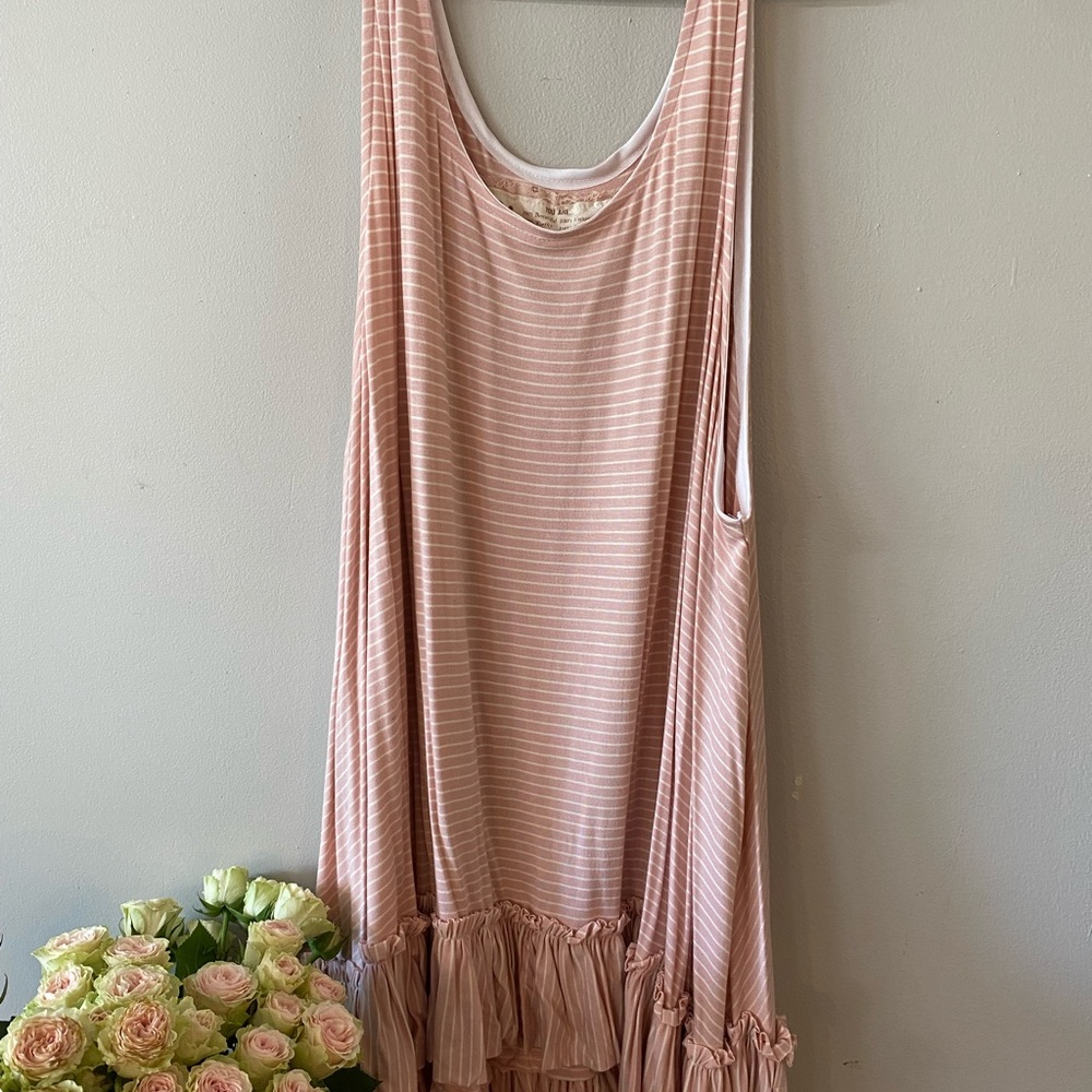 Farmhouse Frocks Striped tunic length tank top 3x